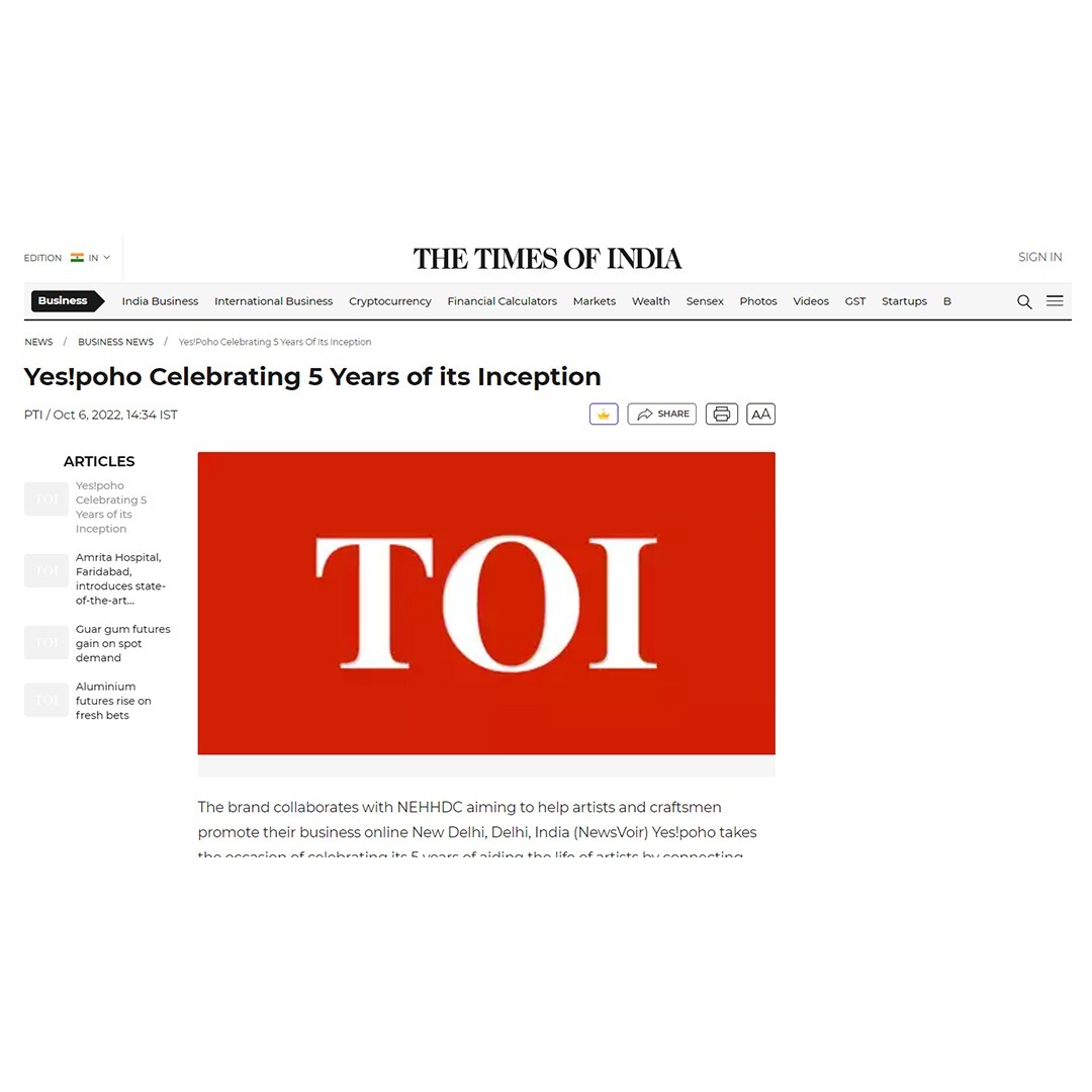 Yes!poho Celebrating 5 Years of its Inception - TIMES OF INDIA